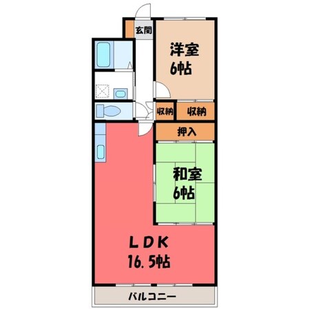 南宇都宮駅 徒歩13分 6階の物件間取画像